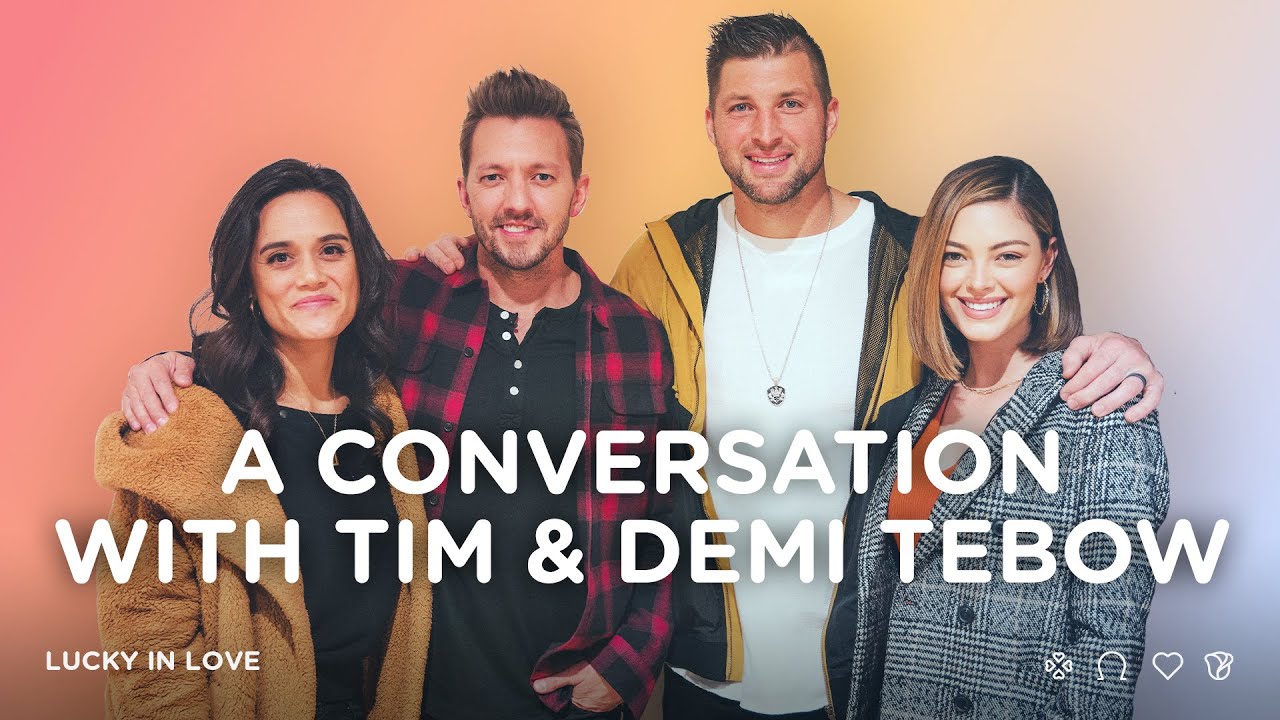 Tim Tebow, Demi Tebow, Levi Lusko, and Jennie Lusko all stand together for a photo
